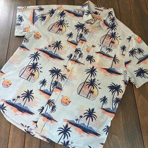 Ocean Pacific Button Up Hawaiian Beach Sunset Button Up Shirt Men's Size XL (W8)